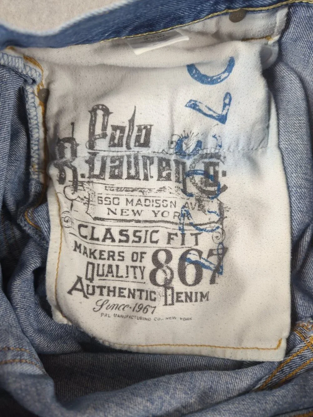 Polo Ralph Lauren 867 Jeans Men's 33x30 Blue Classic Fit Straight
